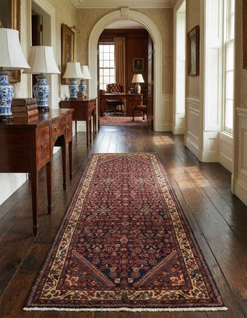 3' 8 x 9' 10 Hand Knotted Hossainabad Persian Wool Runner Rug