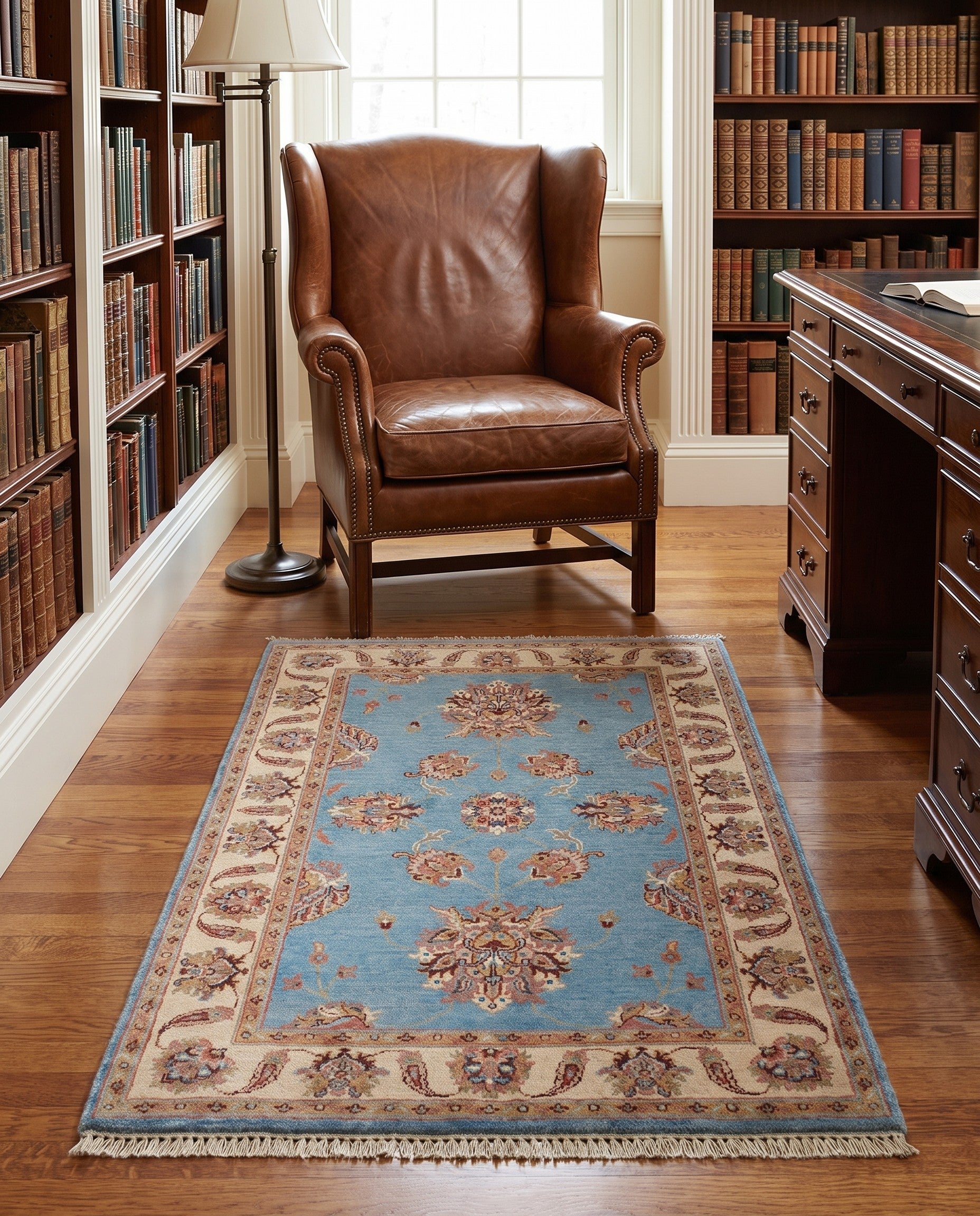 3' 4 x 4' 10 Hand Knotted Ziegler Rug