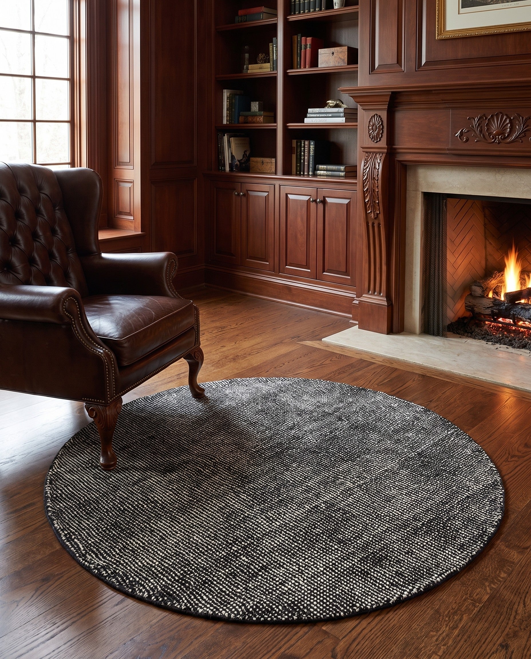 5' 3 x 5' 3 Hand Woven Jill Zarin English Manor Farmhouse Wool Round Rug
