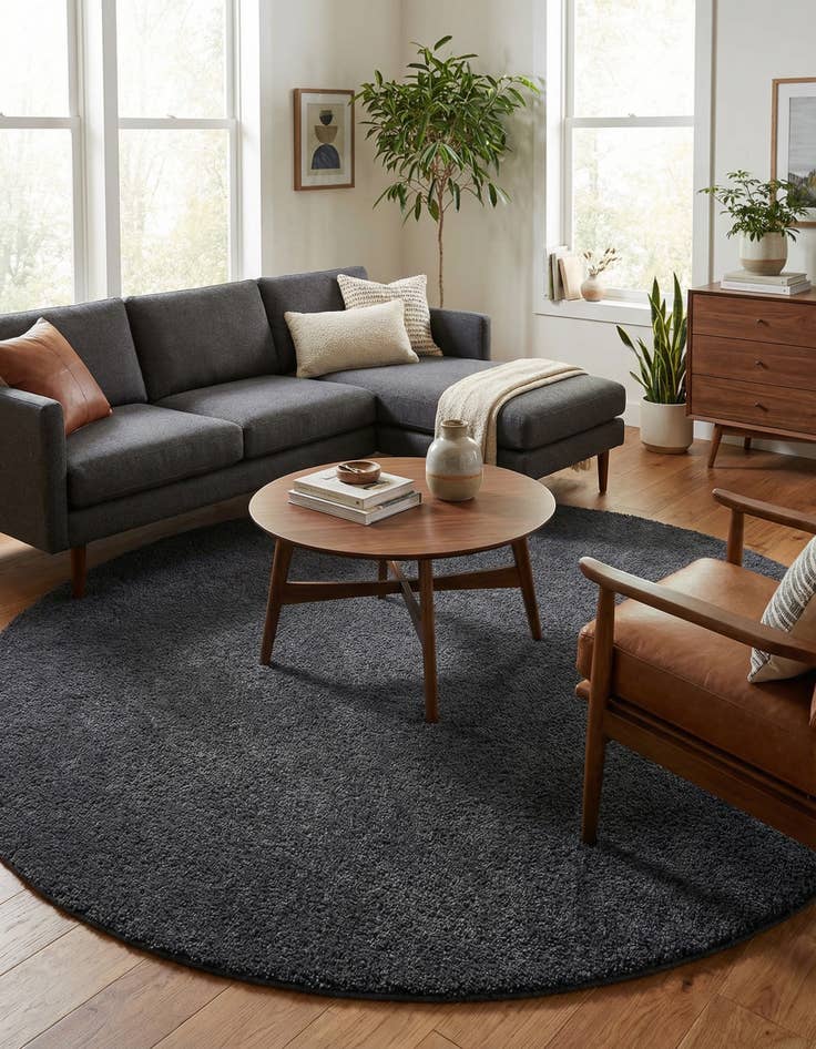 Detail image of 8' x 8' Solid Frieze Round Rug