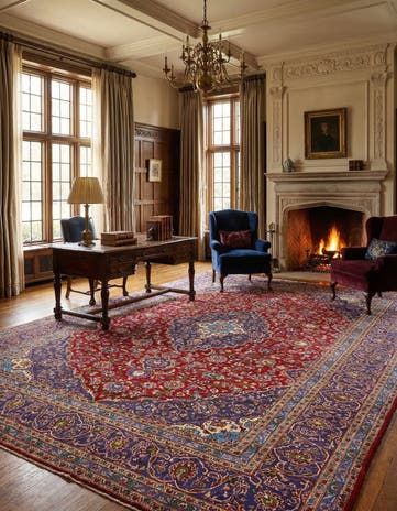 9' 9 x 13' 3 Hand Knotted Kashan Persian Wool Rug