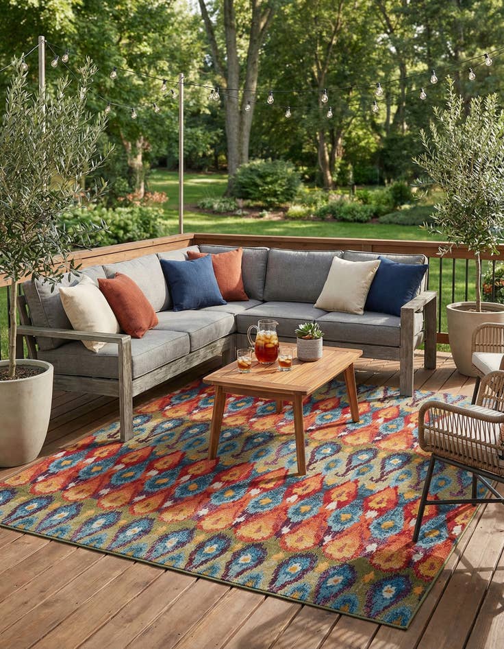 Detail image of 9' x 12'  Washable Modern Indoor / Outdoor Rug