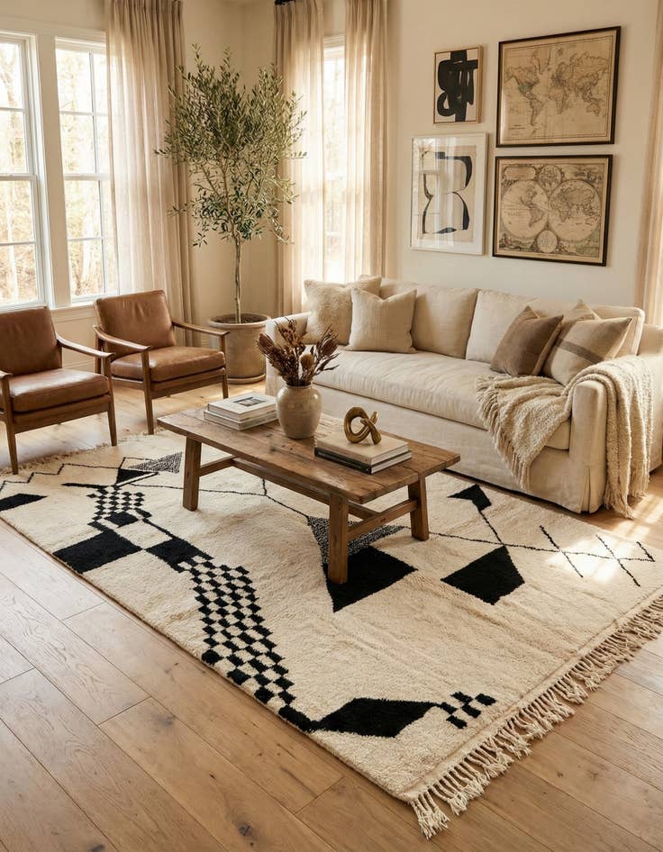 Detail image of 6' 10 x 9' 7  Hand Knotted Moroccan Wool Rug