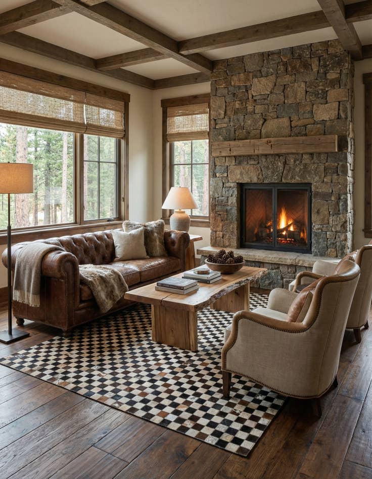 Detail image of 5' 1 x 8' Cowhide Leather Rug