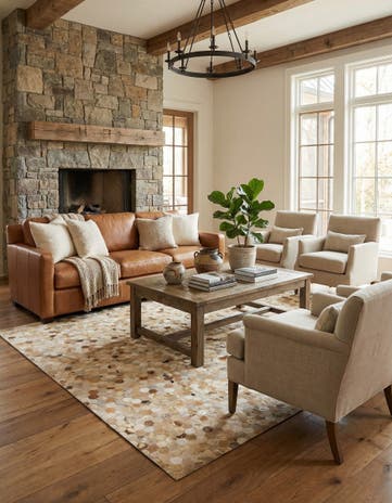 5' x 8' Cowhide Leather Rug