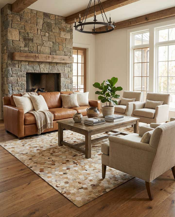 5' x 8' Cowhide Leather Rug