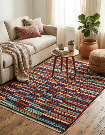 4' 2 x 5' 9 Hand Knotted Moroccan Wool Rug
