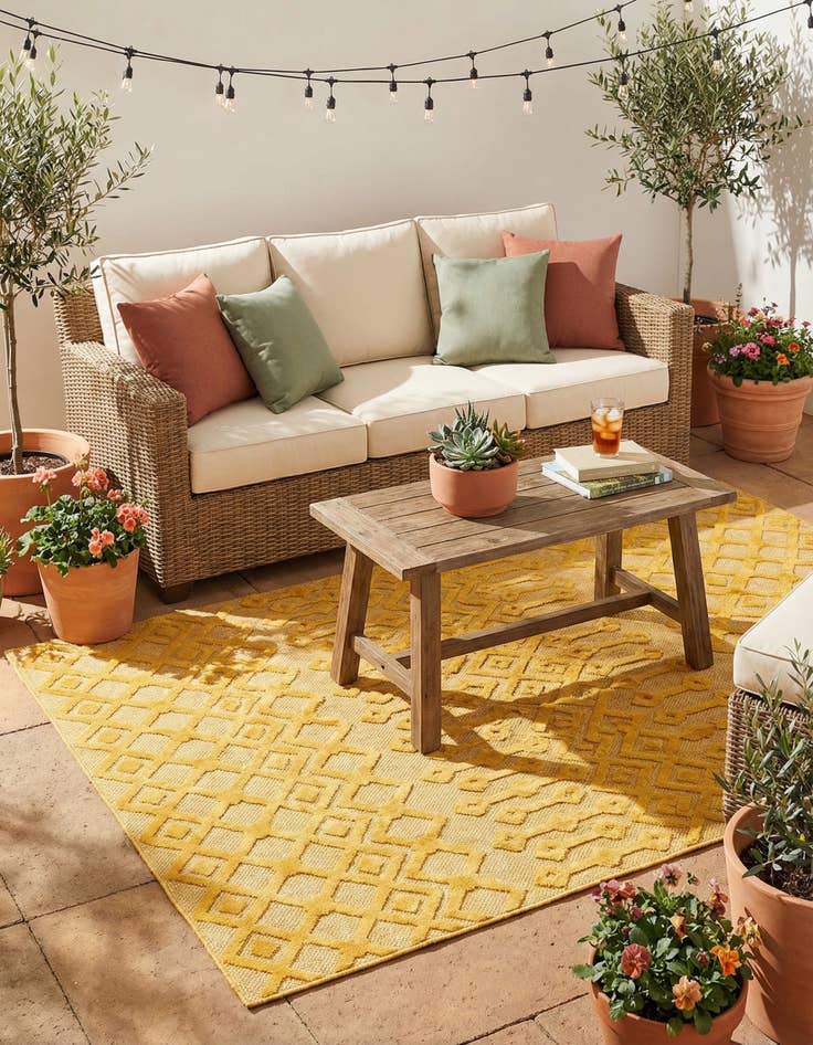 Detail image of 7' 10 x 10'  Washable Trellis Textured Indoor / Outdoor Rug