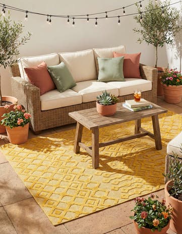 7' 10 x 10' Easy-Clean Trellis Textured Indoor / Outdoor Rug