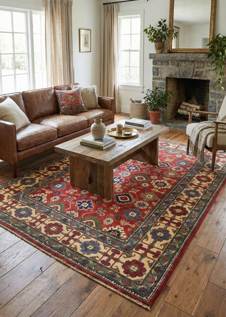 5' 7 x 7' 10 Hand Knotted Kazak Rug