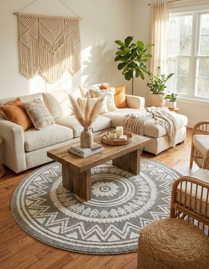 Detail image of  7' 10 x 7' 10 Boho Round Rug