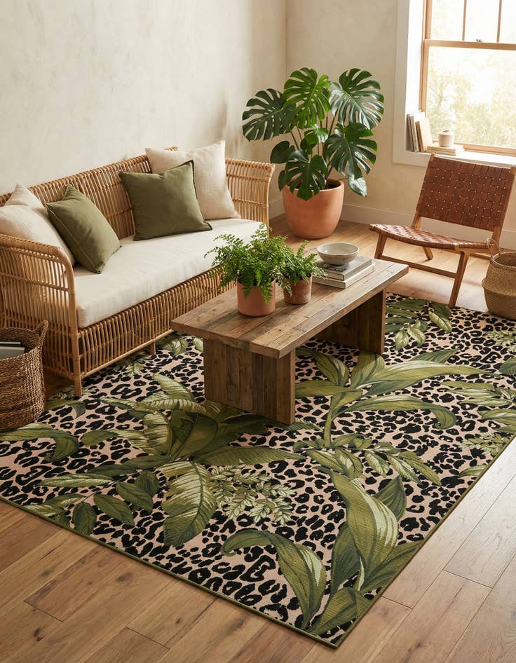 Detail image of  7' x 10'  Washable Botanical Indoor / Outdoor Rug