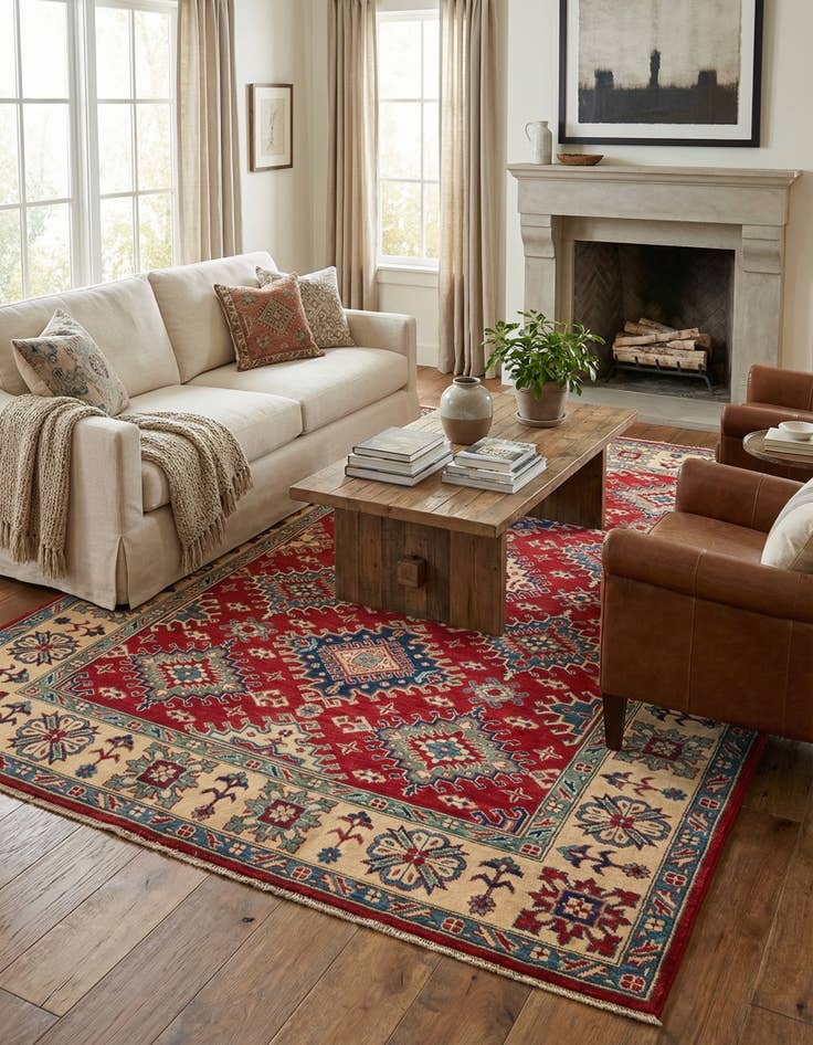 Detail image of  6' 9 x 9' 3  Hand Knotted Kazak Rug