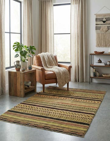 3' 4 x 4' 7 Hand Knotted Modern Ziegler Rug