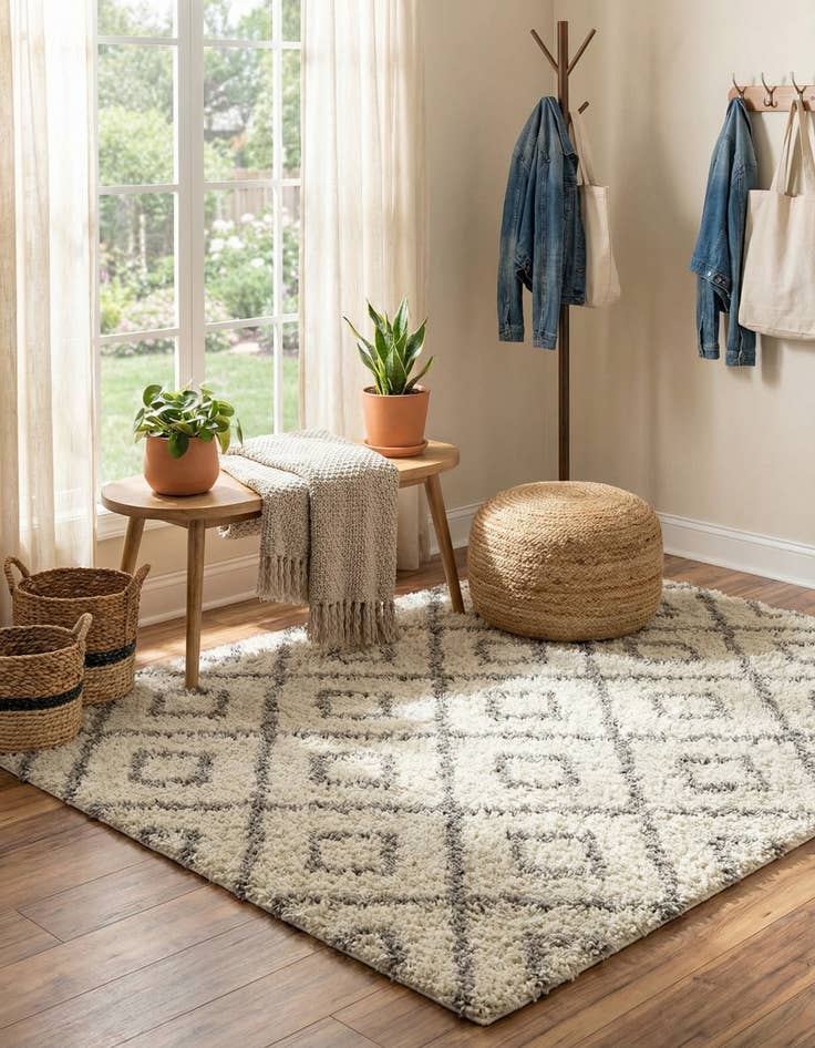 Detail image of  3' 3 x 3' 3 Lattice Shag Square Rug