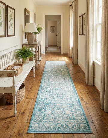Light Blue New Vintage Runner Rug