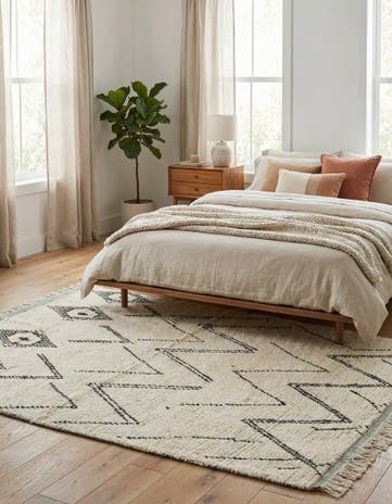 4' 1 x 6' 8 Hand Knotted Moroccan Wool Rug