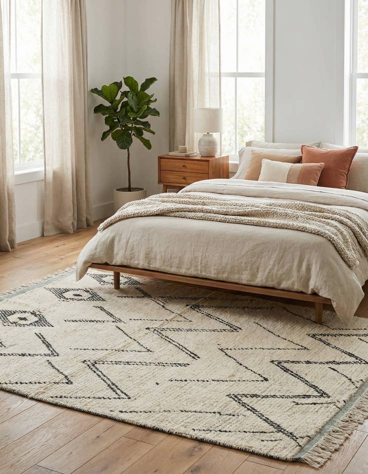 Detail image of  4' 1 x 6' 8  Hand Knotted Moroccan Wool Rug