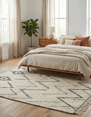4' 1 x 6' 8 Hand Knotted Moroccan Wool Rug