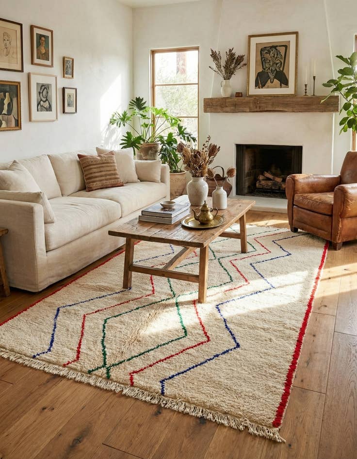 Detail image of 5' 5 x 8'  Hand Knotted Moroccan Wool Rug