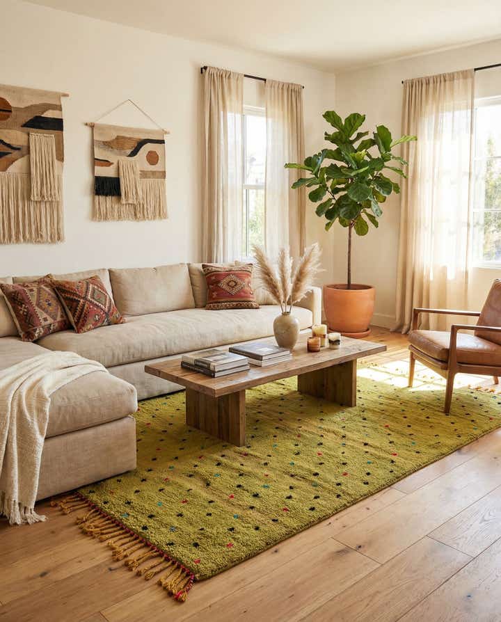 6' 8 x 10' 4 Hand Knotted Moroccan Wool Rug