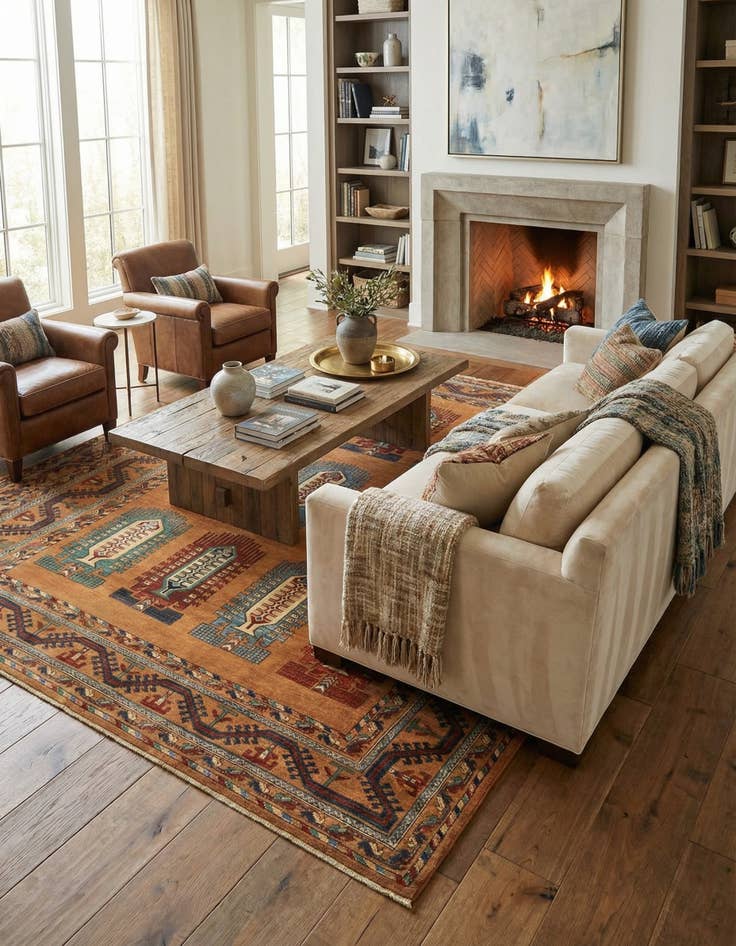 Detail image of 7' 2 x 9' 5  Hand Knotted Kazak Rug