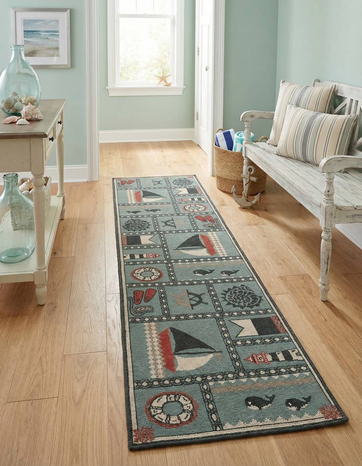 Detail image of 2' x 8'  Washable Coastal Indoor / Outdoor Runner Rug