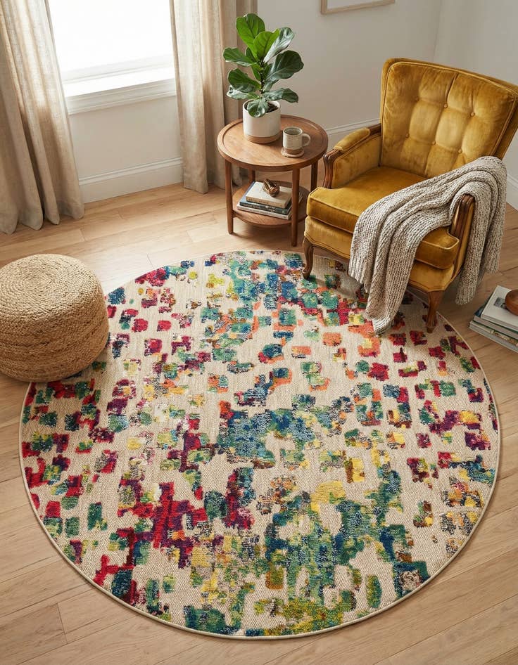 Detail image of  6' x 6'  Washable Casablanca Indoor / Outdoor Round Rug