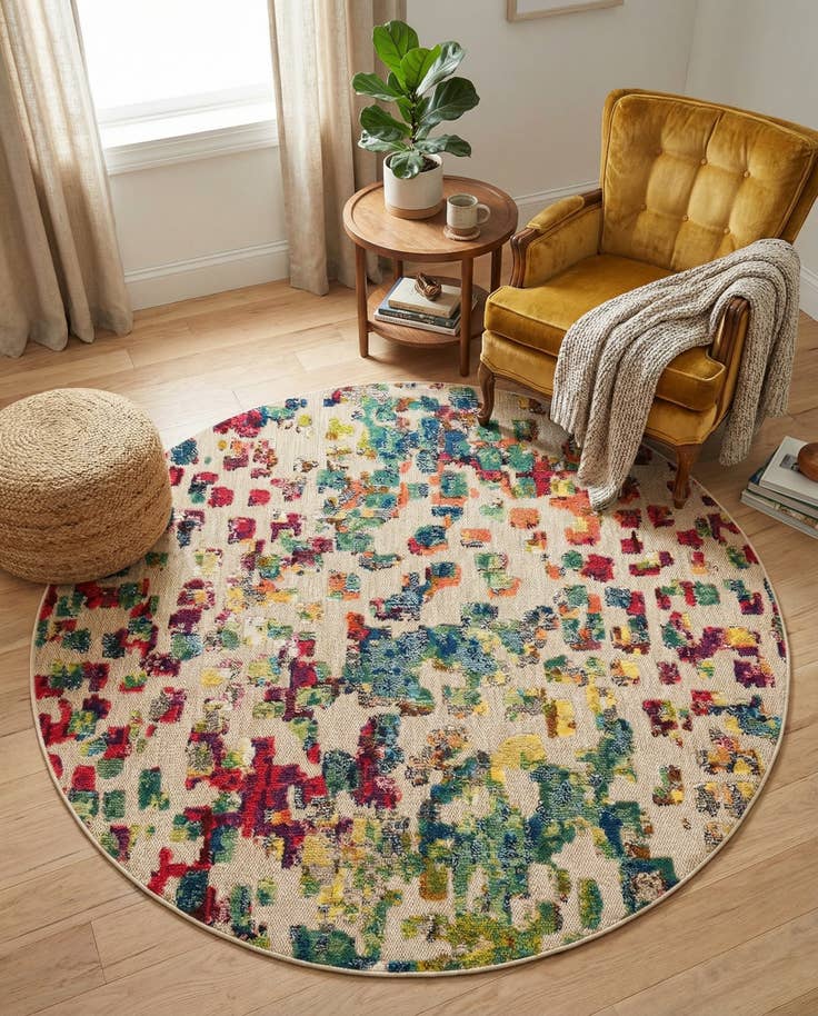 Detail image of 6' x 6' Easy-Clean Casablanca Indoor / Outdoor Round Rug