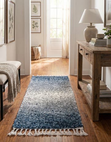 Blue Athena Shag Runner Rug