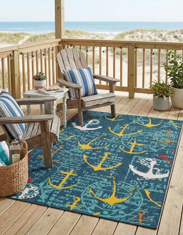 4' x 6' Easy-Clean Coastal Indoor / Outdoor Rug