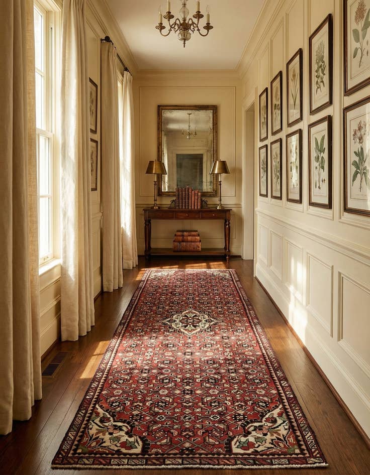 Detail image of 3' 11 x 10' 1  Hand Knotted Hossainabad Persian Wool Runner Rug