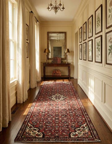 3' 11 x 10' 1 Hand Knotted Hossainabad Persian Wool Runner Rug