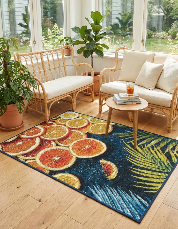 Detail image of 2' x 3'  Washable Coastal Indoor / Outdoor Rug