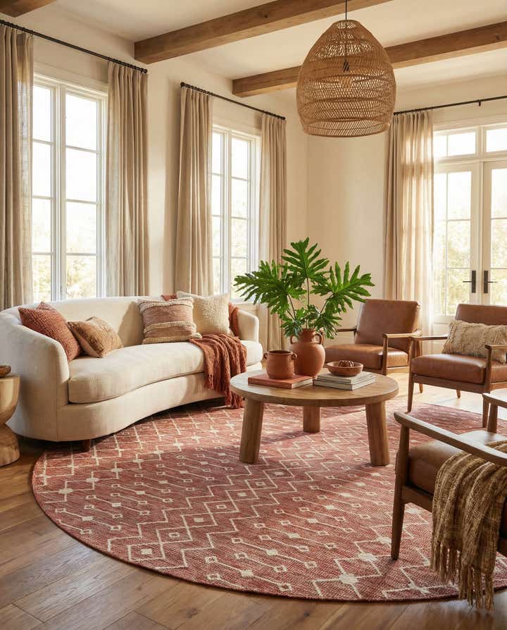10' 8 x 10' 8 Easy-Clean Lattice Indoor / Outdoor Round Rug