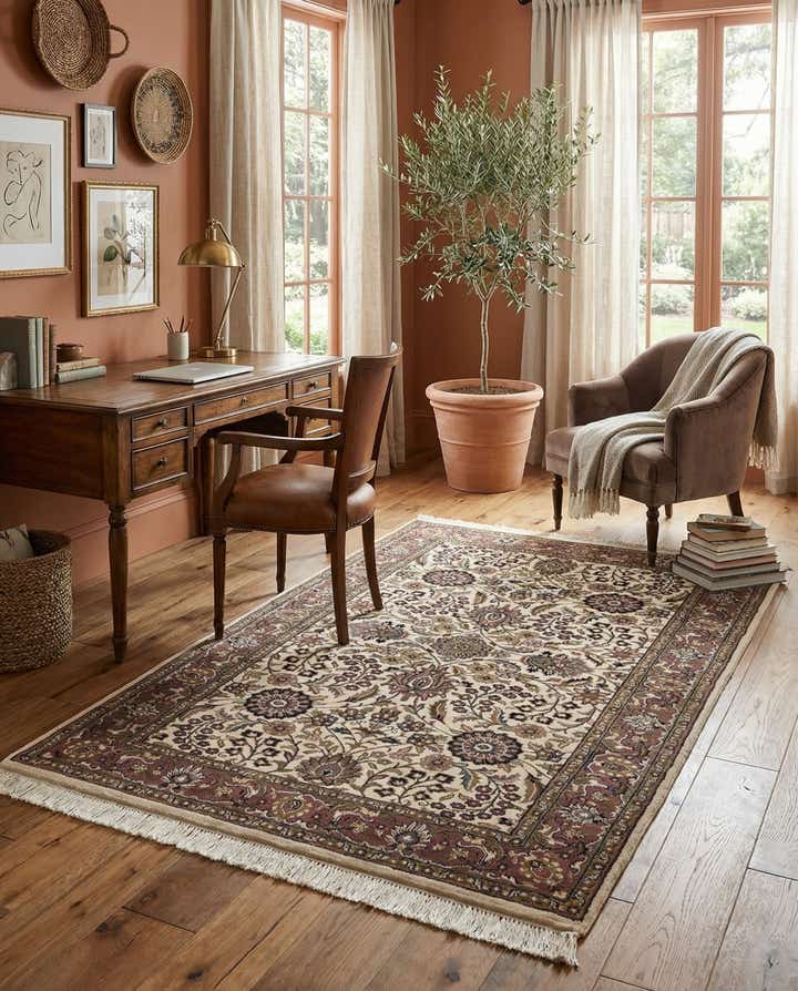 4' x 6' 8 Hand Knotted Isfahan Wool Rug