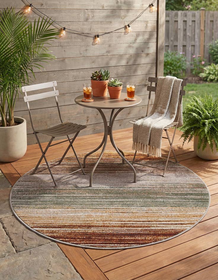 Detail image of 3' x 3'  Washable Modern Indoor / Outdoor Round Rug