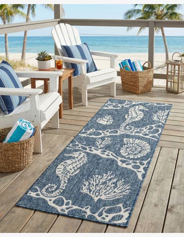 2' x 5' 3 Easy-Clean Coastal Indoor / Outdoor Runner Rug