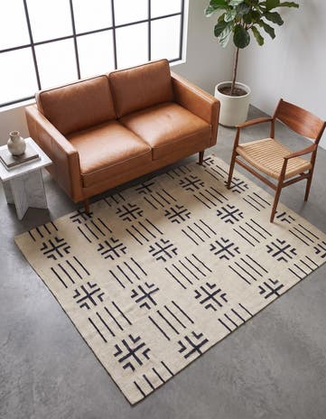 5' 3 x 6' 6 Hand Woven Kilim Modern Wool Square Rug