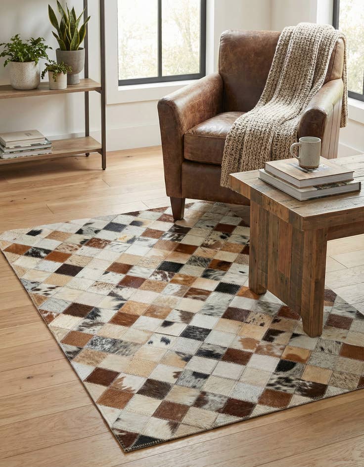 Detail image of  2' x 3' Cowhide Leather Rug