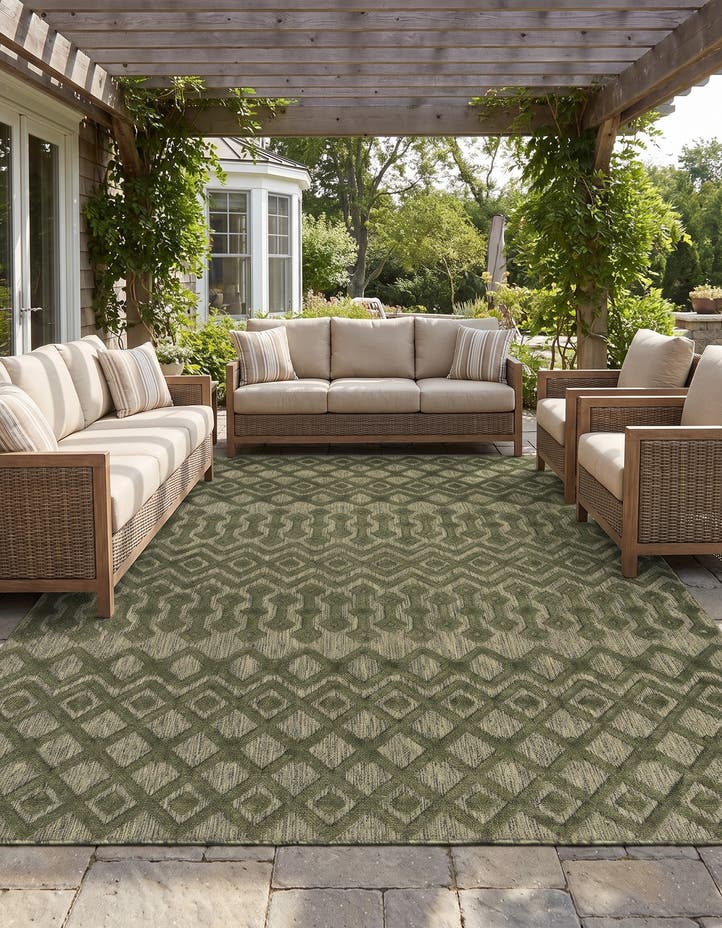 7' 10 x 10' Easy-Clean Trellis Textured Indoor...