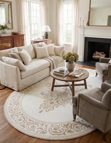 Snow White Hermitage Oval Rug