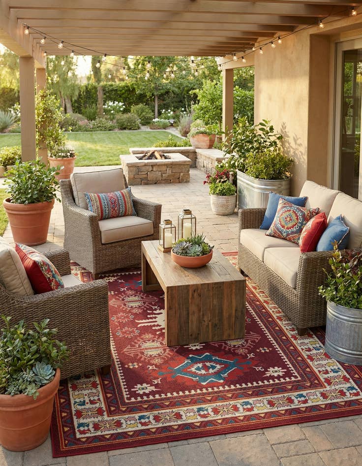 Detail image of 7' 10 x 10'  Washable Baja Indoor / Outdoor Rug