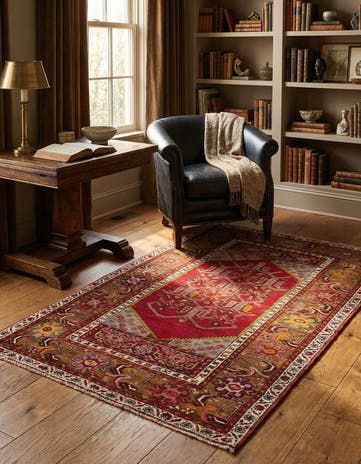 3' 4 x 5' 3 Hand Knotted Anatolian Oriental Wool Rug