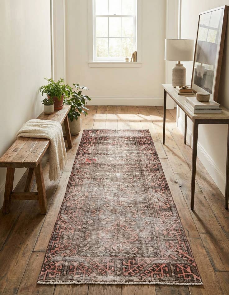 Detail image of 3' 4 x 7'  Hand Knotted Ultra Vintage Persian Wool Runner Rug