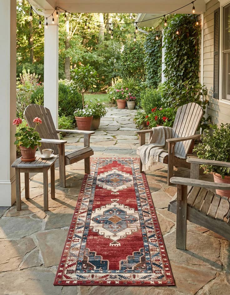 Detail image of 2' 7 x 10'  Washable Traditional Indoor / Outdoor Runner Rug