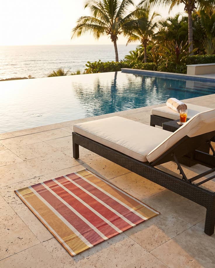 Detail image of 2' x 3' Easy-Clean Striped Indoor / Outdoor Rug