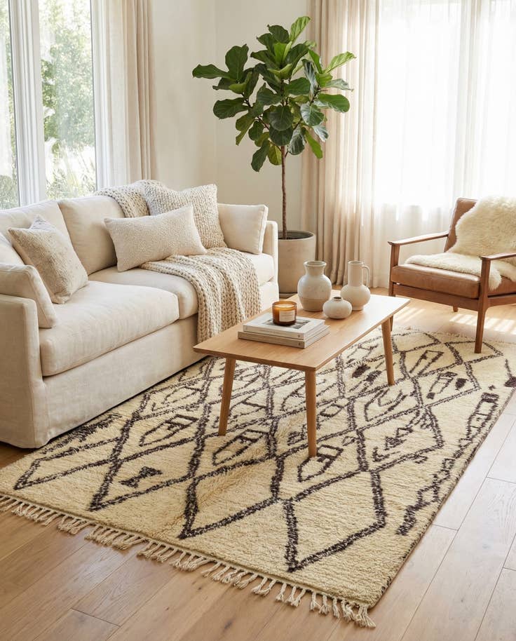 Detail image of 5' 6 x 9' 3 Hand Knotted Moroccan Wool Rug