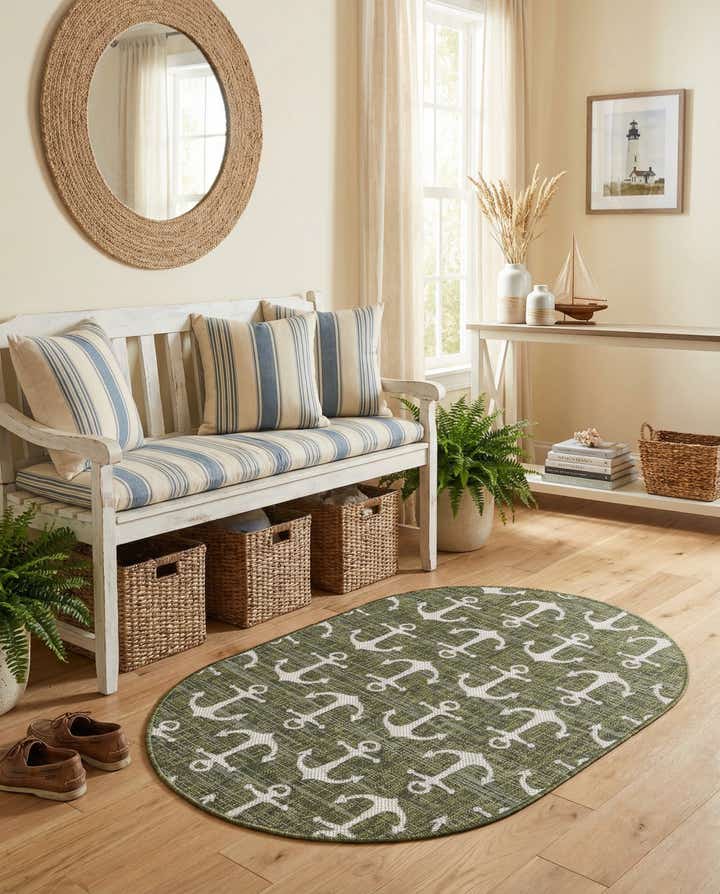 3' x 5' 3 Easy-Clean Coastal Indoor / Outdoor Oval Rug