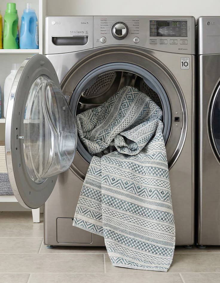 Detail image of 2' x 6'  Washable Striped Indoor / Outdoor Runner Rug